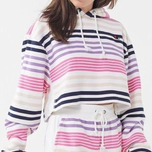 striped champion cropped hoodie